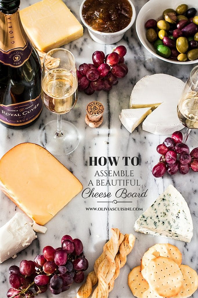 How to Assemble a Beautiful Cheese Board | www.oliviascuisine.com | An elegant cheese board that pairs perfectly with a bottle of Gloria Ferrer wine. #sp #BeGlorious