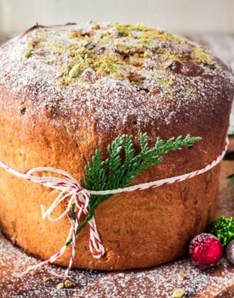 Cranberry, Pistachio and White Chocolate Panettone