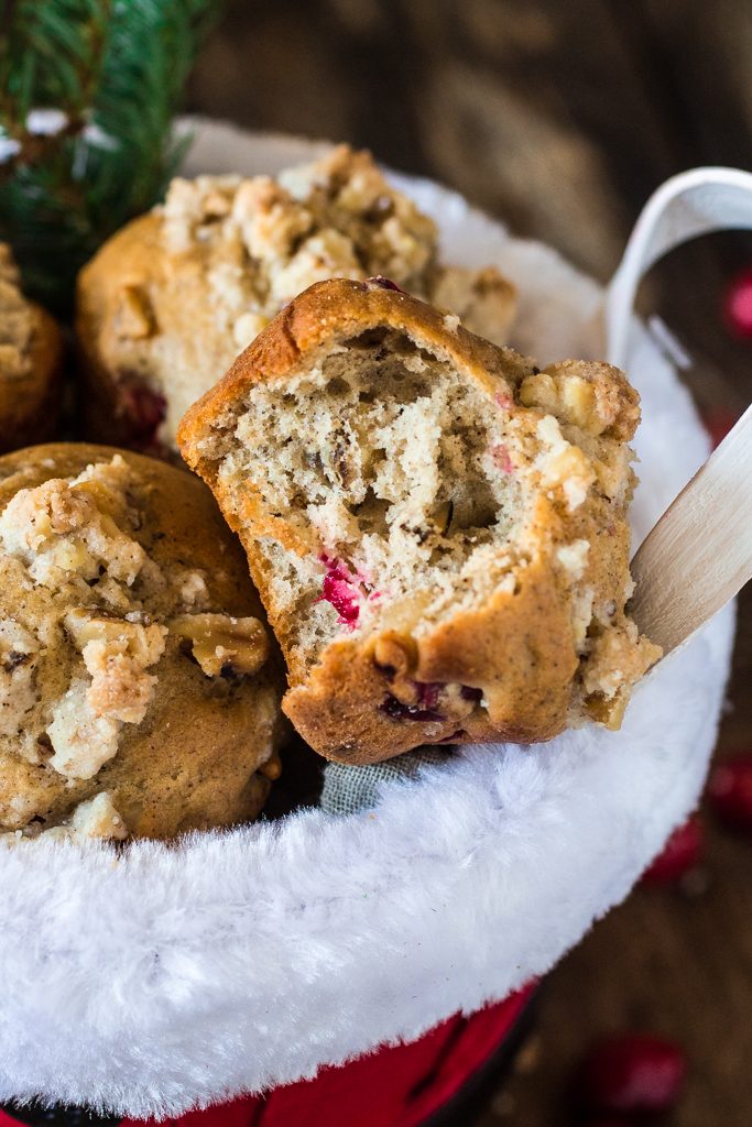Guilt-Free Christmas Morning Muffins | www.oliviascuisine.com | These muffins are everything you would hope for on a Christmas morning. Moist, fragrant, tasty and loaded with walnuts and fresh cranberries. Also, they are sweetened with Zing™ Baking Blend, so they are low in calories! #ZingBakingHoliday #sponsored