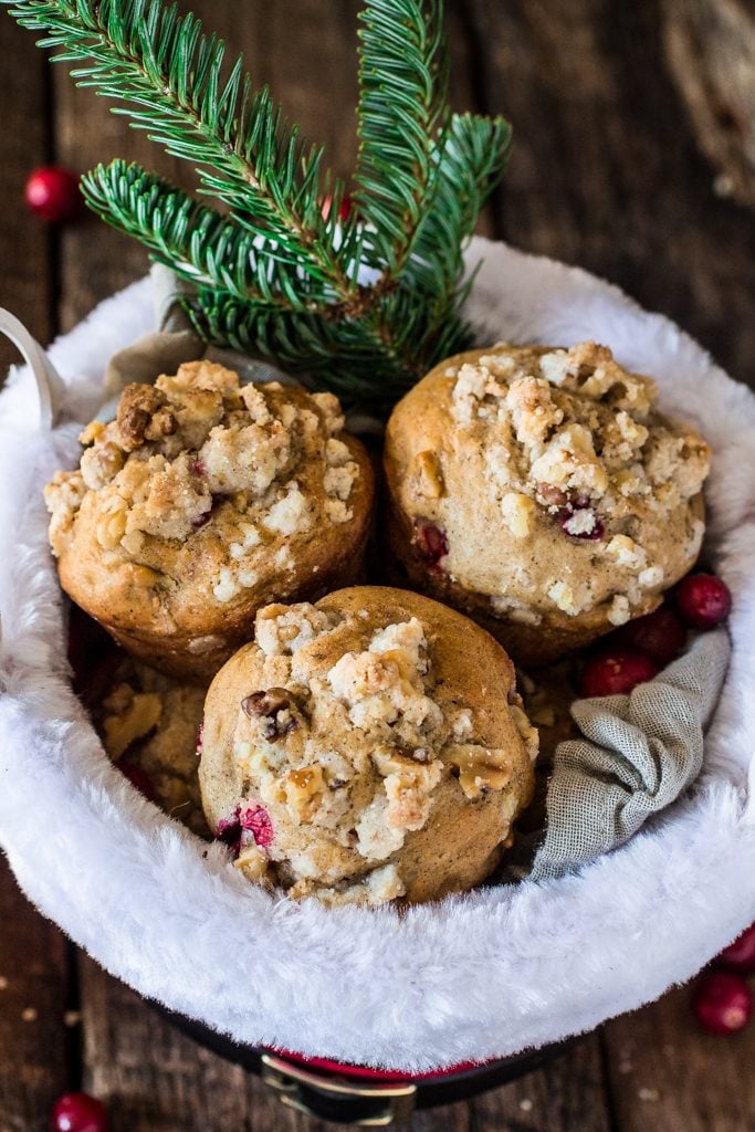 Guilt-Free Christmas Morning Muffins | www.oliviascuisine.com | These muffins are everything you would hope for on a Christmas morning. Moist, fragrant, tasty and loaded with walnuts and fresh cranberries. Also, they are sweetened with Zing™ Baking Blend, so they are low in calories! #ZingBakingHoliday #sponsored