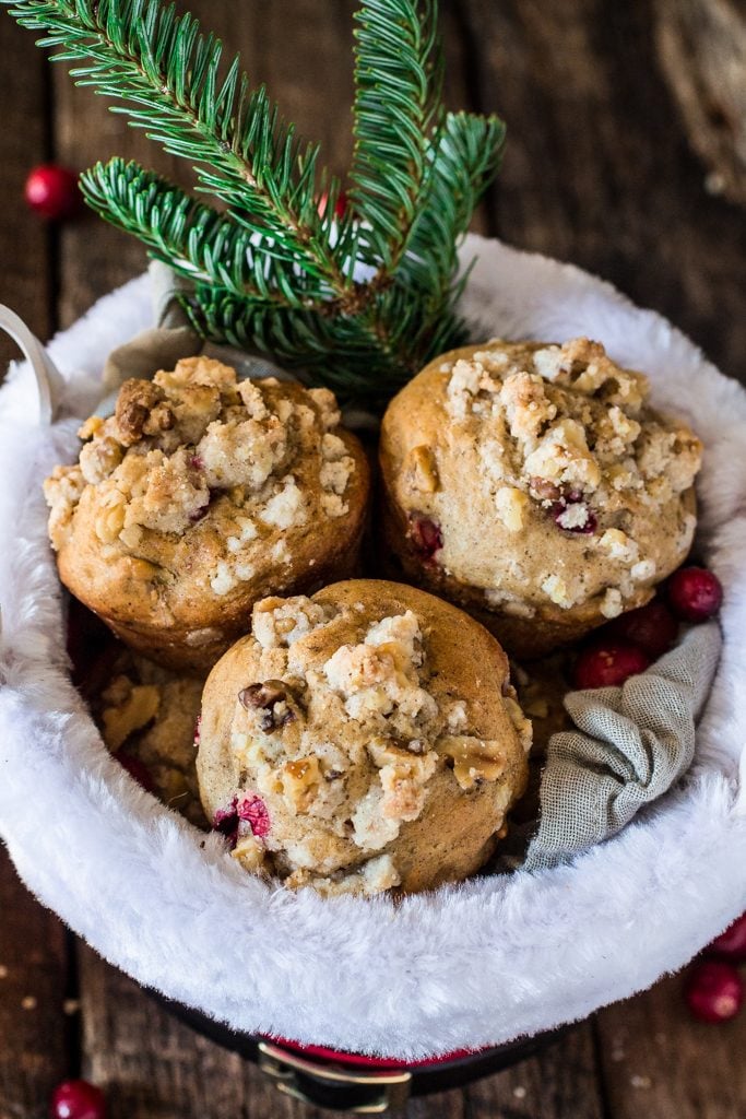 Guilt-Free Christmas Morning Muffins | www.oliviascuisine.com | These muffins are everything you would hope for on a Christmas morning. Moist, fragrant, tasty and loaded with walnuts and fresh cranberries. Also, they are sweetened with Zing™ Baking Blend, so they are low in calories! #ZingBakingHoliday #sponsored