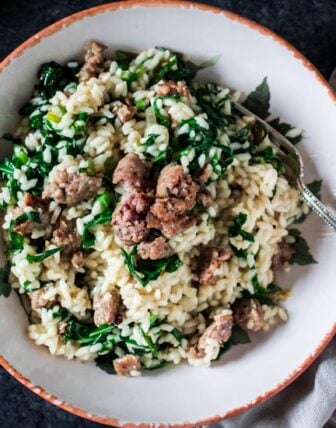 Collard Greens and Italian Sausage Risotto