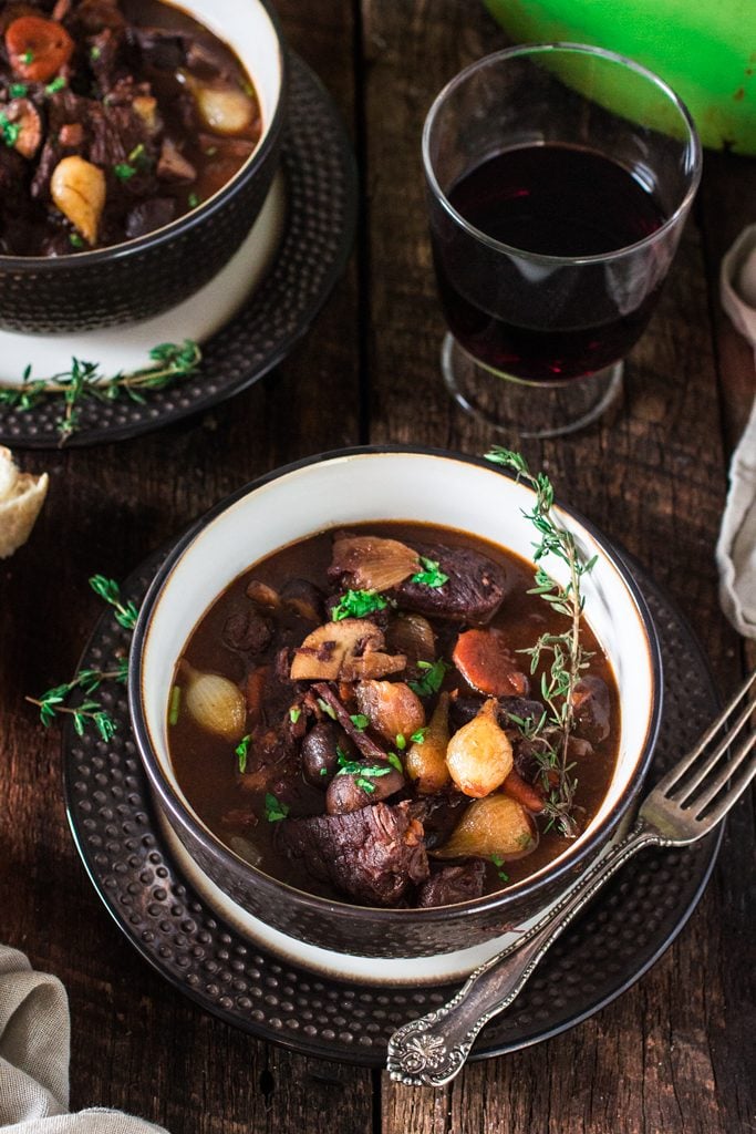 Boeuf Bourguignon | www.oliviascuisine.com | A french classic, this Boeuf Bourguignon - or Beef Burgundy - is one of my favorite beef stews. Made with red wine, mushrooms and pearl onions.