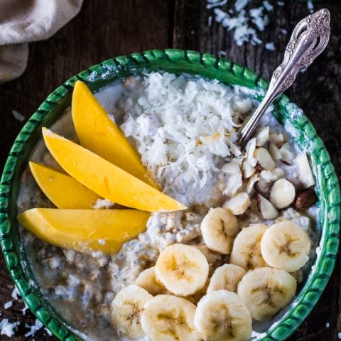 Brazilian-Inspired Overnight Oats | www.oliviascuisine.com | Are you one of those people that is always hitting the snooze button? And then, by the time you do get out of bed, all you have time for is a shower before you run out of the door to make it to work on time? I know the feeling. I used to be a breakfast skipper until I found out about the wonders of a bowl of overnight oats. Better yet if they are fixed with Brazilian inspired flavors, so you can close your eyes and pretend you are eating it on a beach in Rio de Janeiro. #BringYourBestBowl #Target #ad