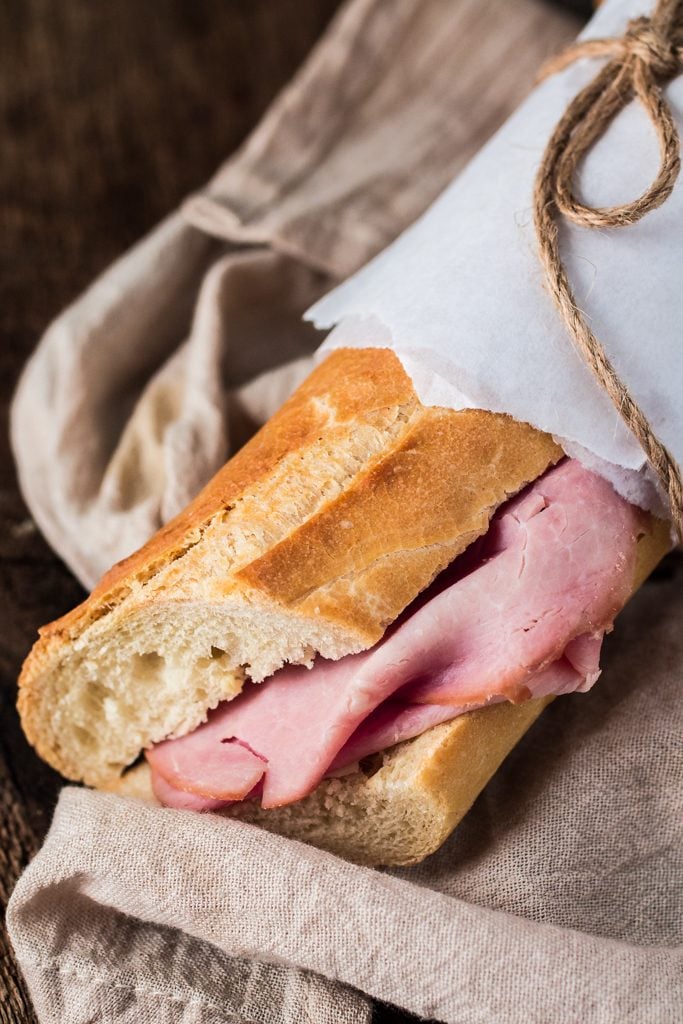 French Ham Sandwich (Jambon-Beurre) | www.oliviascuisine.com | The most iconic French sandwich is the easiest sandwich you will ever make. Only 3 ingredients (4 if you add cheese) but a lot of flavor! #OscarMayerNatural #sponsored