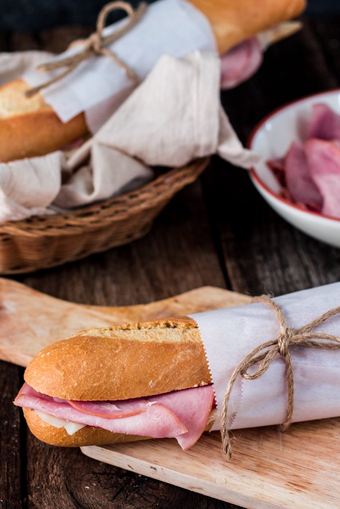 French Ham Sandwich (Jambon-Beurre) | www.oliviascuisine.com | The most iconic French sandwich is the easiest sandwich you will ever make. Only 3 ingredients (4 if you add cheese) but a lot of flavor! #OscarMayerNatural #sponsored