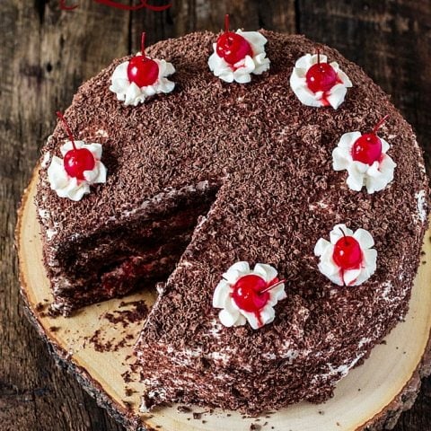 Black Forest Cake | www.oliviascuisine.com | This German classic chocolate cake made with cherries pairs beautifully with a glass of Pinot Noir. #GloriaFerrer #CleverGirls