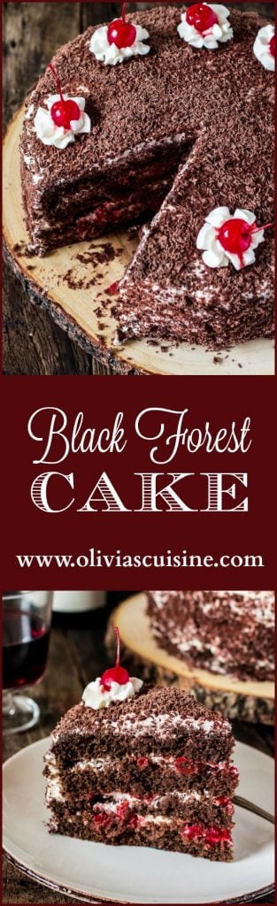 Black Forest Cake | www.oliviascuisine.com | This German classic chocolate cake made with cherries pairs beautifully with a glass of Pinot Noir. #GloriaFerrer #CleverGirls