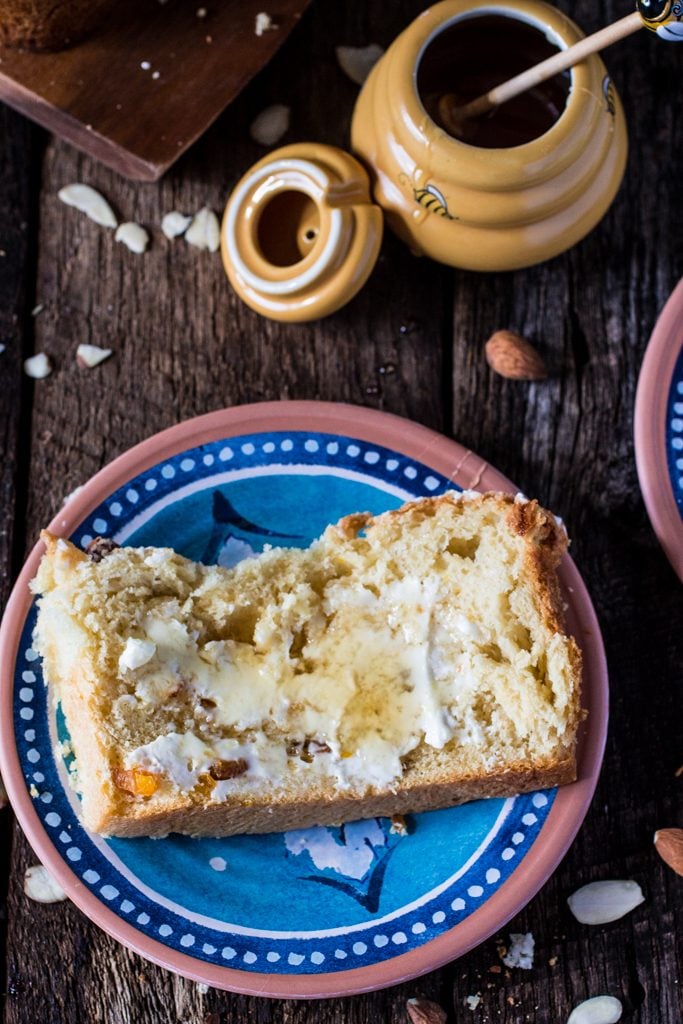 Easter Dove Bread (Colomba Pasquale) | www.oliviascuisine.com | This classic Italian sweet bread is a must at my Easter table. Traditionally filled with candied and dried fruit, this delicious sweet bread is great for brunch or dessert, accompanied by some Mascarpone cheese and honey. #sp #BRMEaster #CleverGirls