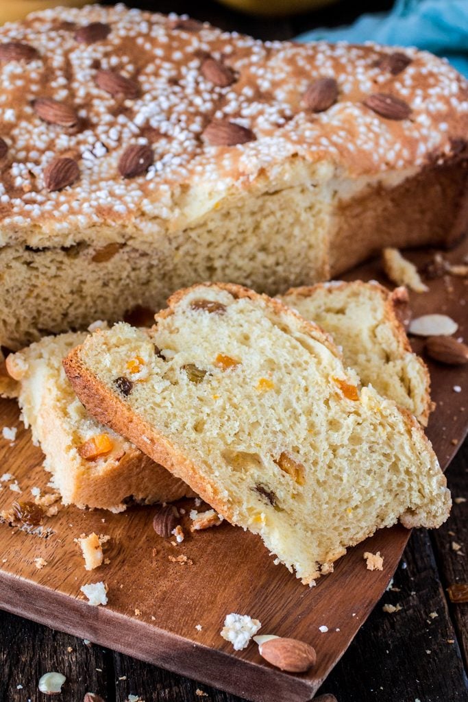 Easter Dove Bread (Colomba Pasquale) | www.oliviascuisine.com | This classic Italian sweet bread is a must at my Easter table. Traditionally filled with candied and dried fruit, this delicious sweet bread is great for brunch or dessert, accompanied by some Mascarpone cheese and honey. #sp #BRMEaster #CleverGirls