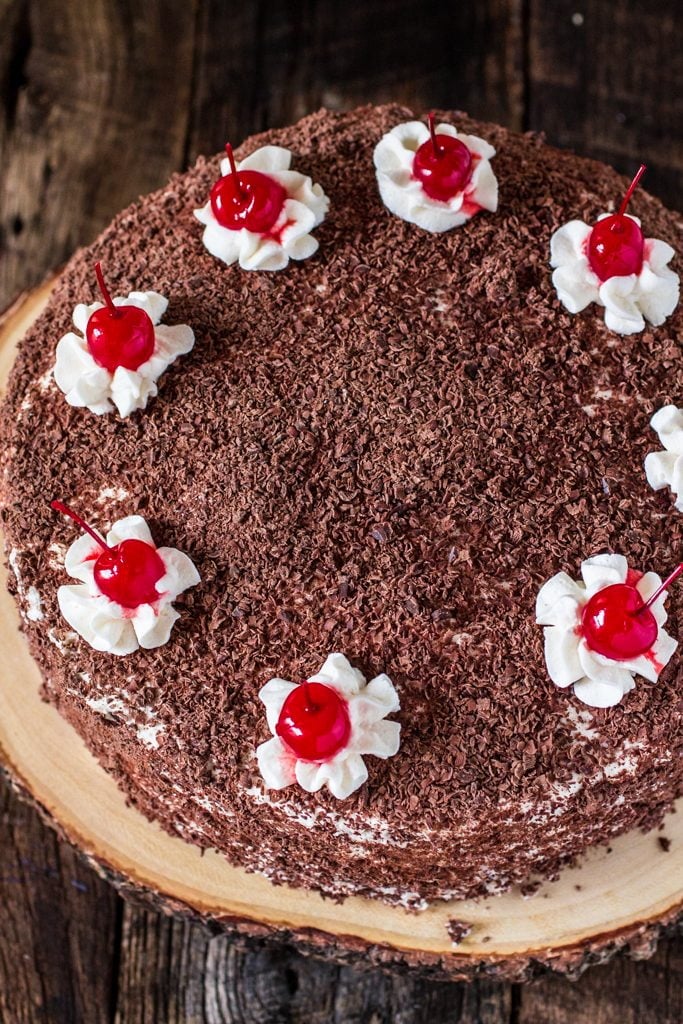 Black Forest Cake | www.oliviascuisine.com | This German classic chocolate cake made with cherries pairs beautifully with a glass of Pinot Noir. #GloriaFerrer #CleverGirls