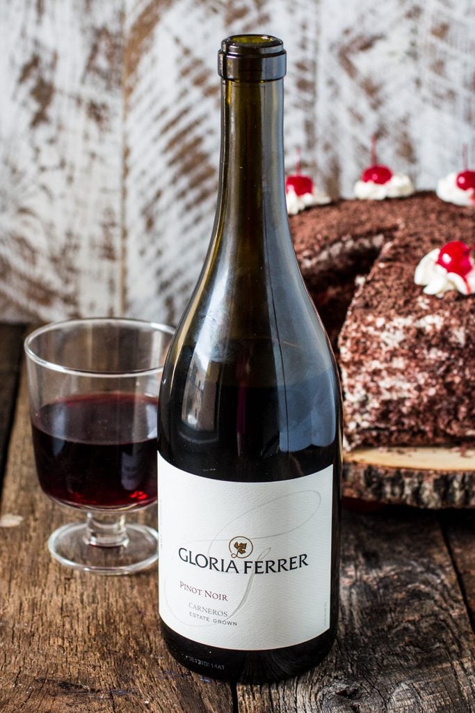 Black Forest Cake | www.oliviascuisine.com | This German classic chocolate cake made with cherries pairs beautifully with a glass of Pinot Noir. #GloriaFerrer #CleverGirls