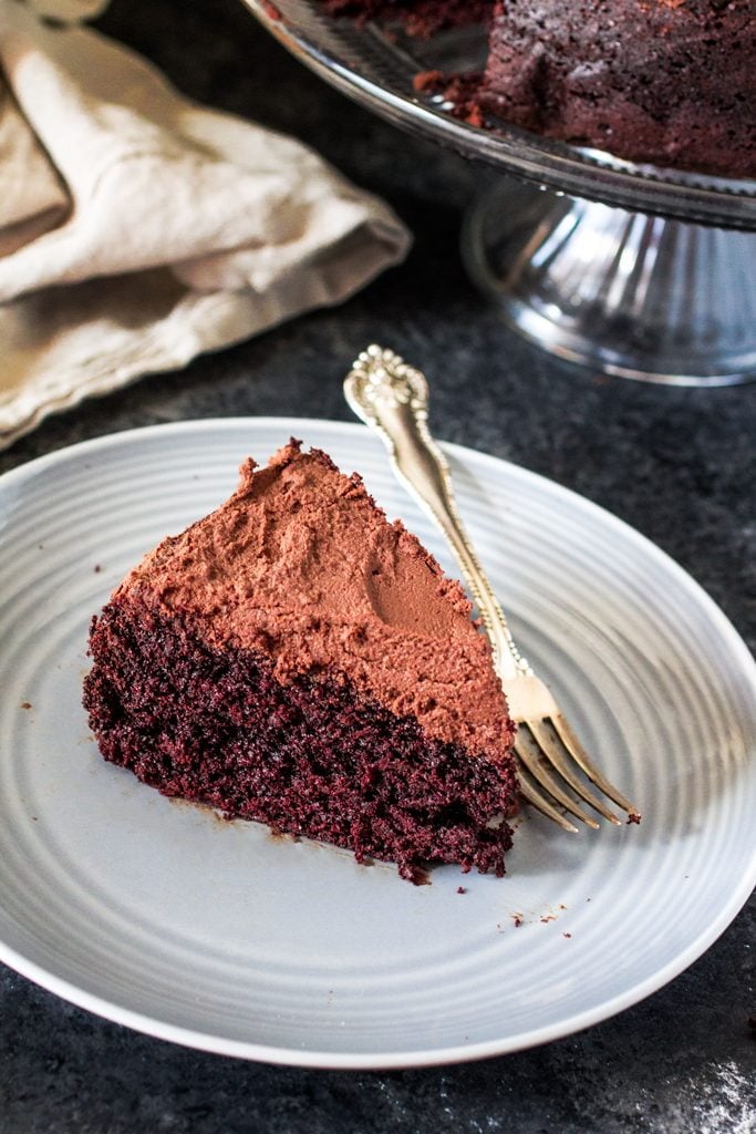 Guinness Chocolate Cake | www.oliviascuisine.com | Rich, moist and decadent , this chocolate cake is made with Guinness beer and is a perfect treat for St Patrick's Day!