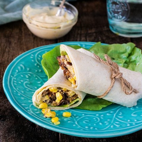 Chipotle Veggie Burger Wrap Sandwich (with Roasted Aioli and Sweet Corn Relish) | www.oliviascuisine.com | #MeatlessMonday made easy with this vegetarian sandwich wrap! Not only nutritious but also very delicious! #OMGardein #sponsored