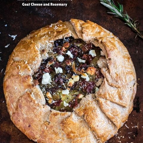 Potato Galette with Caramelized Onions, Bacon, Goat Cheese and Rosemary | www.oliviascuisine.com | Serve this savory rustic tart for brunch, along a nice green salad, and you'll be sure to impress your guests!