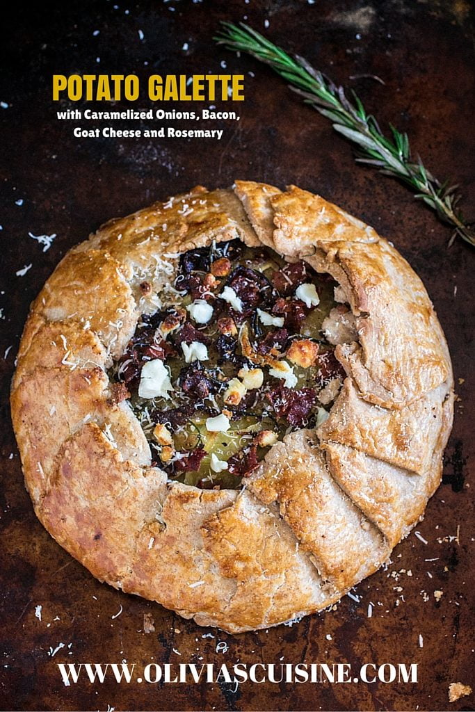 Potato Galette with Caramelized Onions, Bacon, Goat Cheese and Rosemary | www.oliviascuisine.com | Serve this savory rustic tart for brunch, along a nice green salad, and you'll be sure to impress your guests!