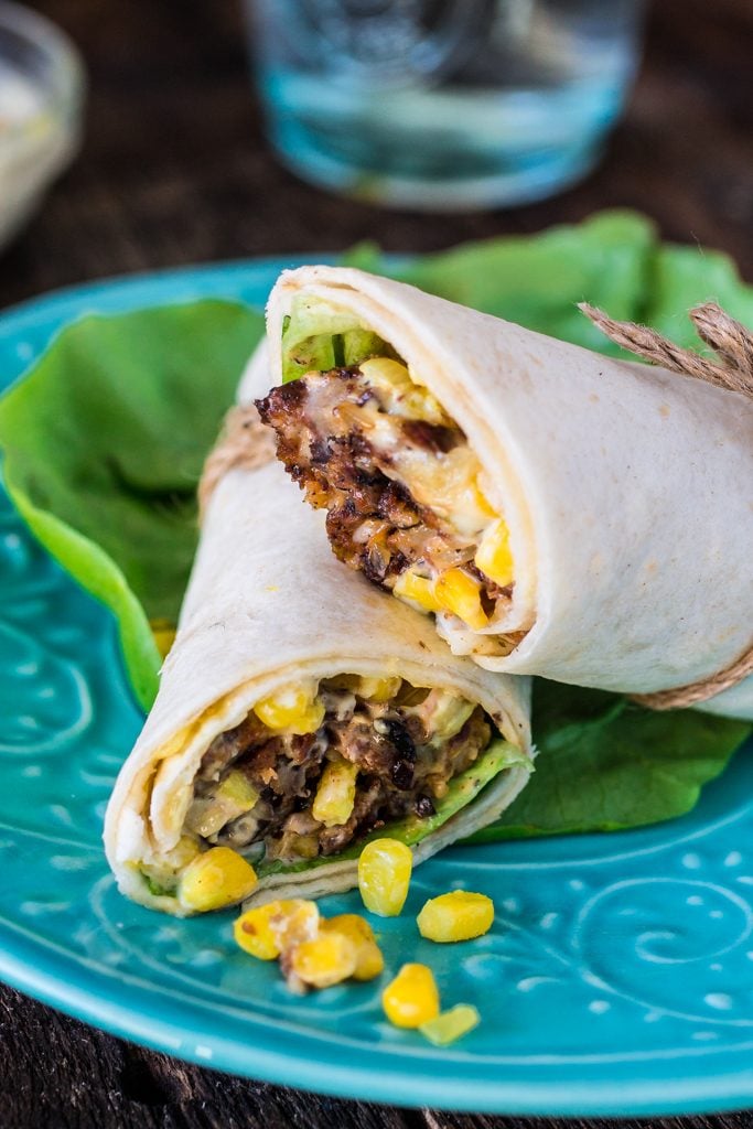 Chipotle Veggie Burger Wrap Sandwich (with Roasted Aioli and Sweet Corn Relish) | www.oliviascuisine.com | #MeatlessMonday made easy with this vegetarian sandwich wrap! Not only nutritious but also very delicious! #OMGardein #sponsored