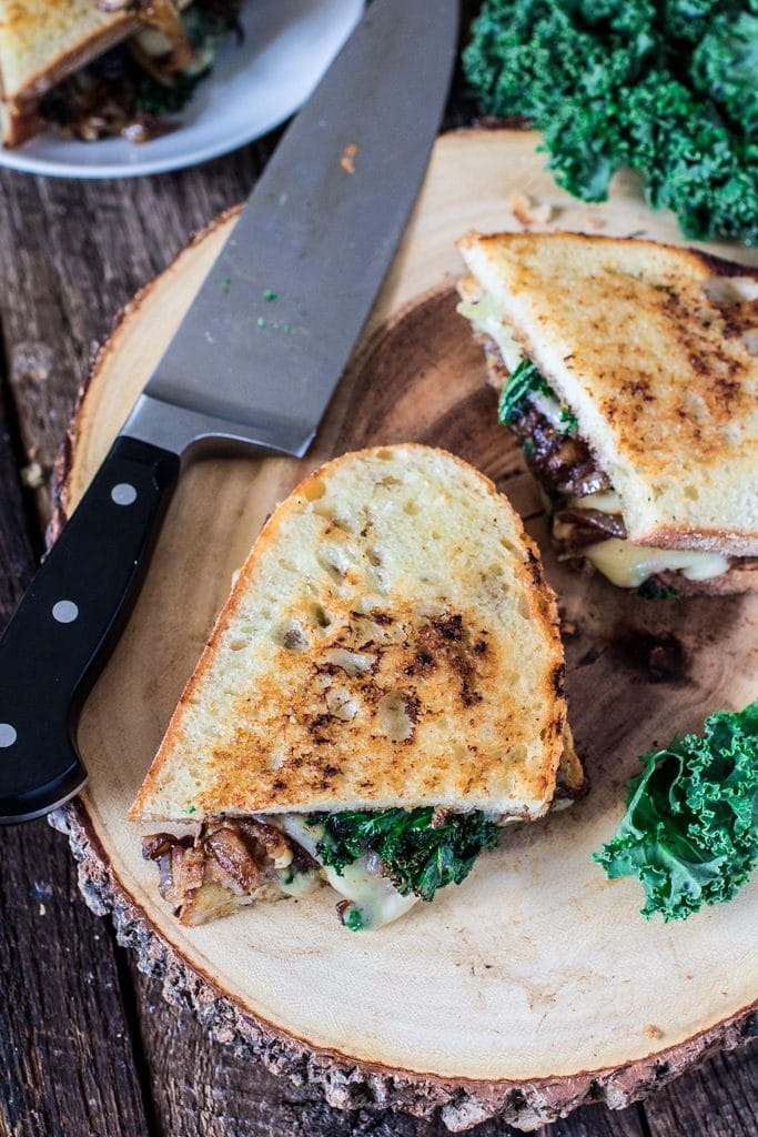 Kale and Sausage Grilled Cheese Sandwich | www.oliviascuisine.com | A kale and sausage twist on a classic grilled cheese.