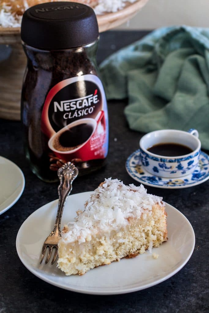 Brazilian Moist Coconut Cake | www.oliviascuisine.com | Nothing like enjoying a piece of cake and a cup of coffee with your family and/or friends after a delicious meal! #MomentoNESCAFÉ #AD