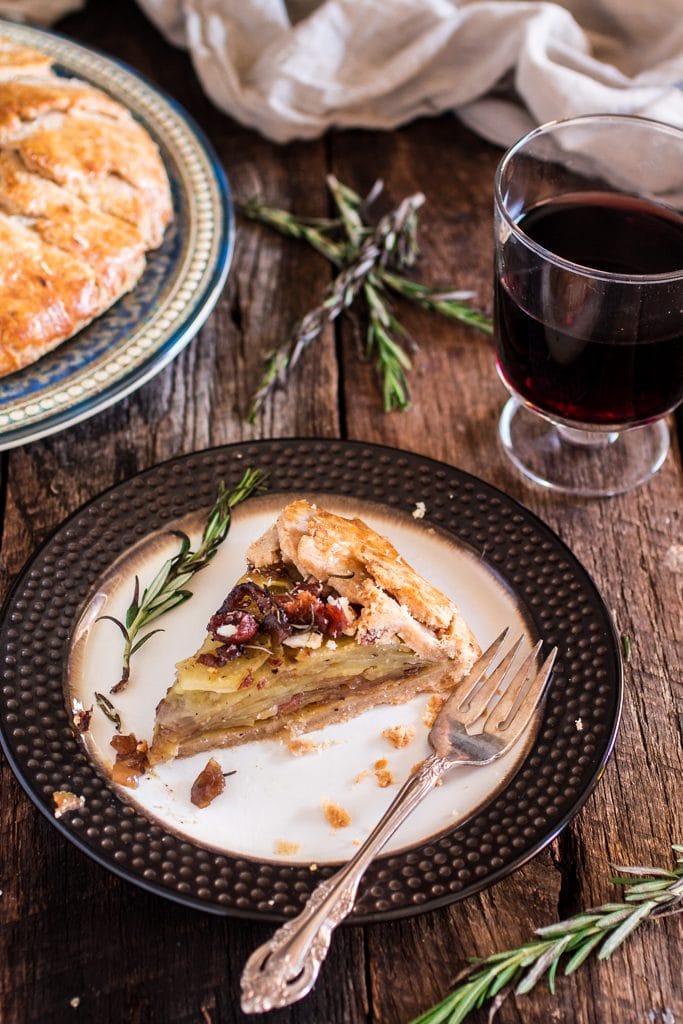 Potato Galette with Caramelized Onions, Bacon, Goat Cheese and Rosemary | www.oliviascuisine.com | Serve this savory rustic tart for brunch, along a nice green salad, and you'll be sure to impress your guests!