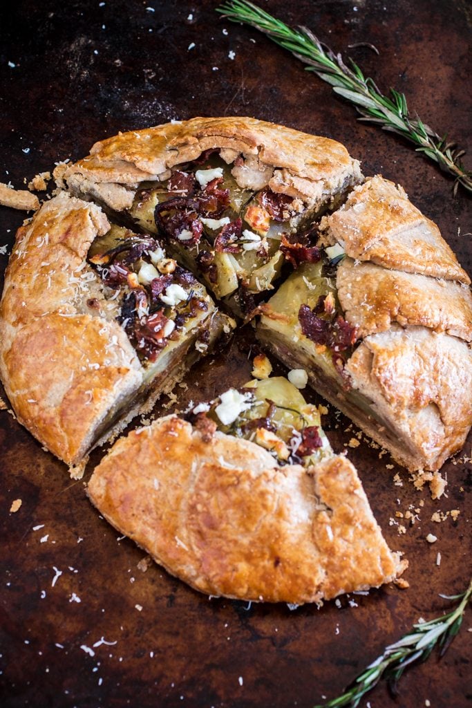 Potato Galette with Caramelized Onions, Bacon, Goat Cheese and Rosemary | www.oliviascuisine.com | Serve this savory rustic tart for brunch, along a nice green salad, and you'll be sure to impress your guests!