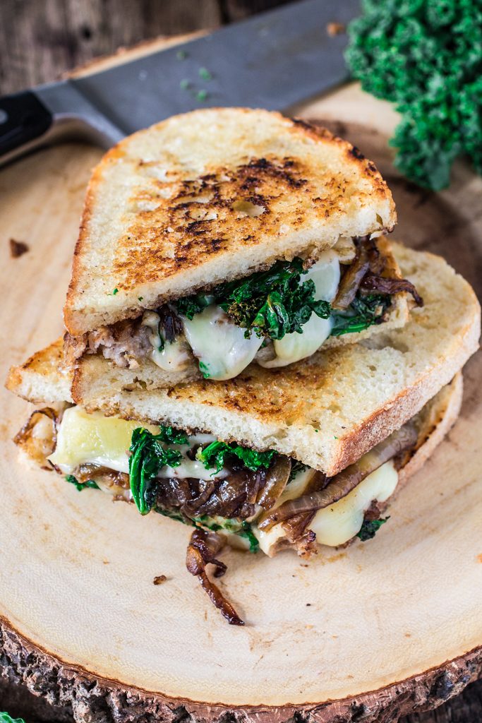 Kale and Sausage Grilled Cheese Sandwich | www.oliviascuisine.com | A kale and sausage twist on a classic grilled cheese.