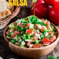 Brazilian Vinaigrette Salsa | www.oliviascuisine.com | If you've been to a Brazilian barbecue, or feijoada restaurant, you know that the "vinagrete" is a must! Milder than the Mexican version, we make our salsa with tomatoes, onions, bell peppers (depending on the region), Vinager and oilve oil. It goest great with any grilled meat, chicken, fish or just with some crunchy bread!