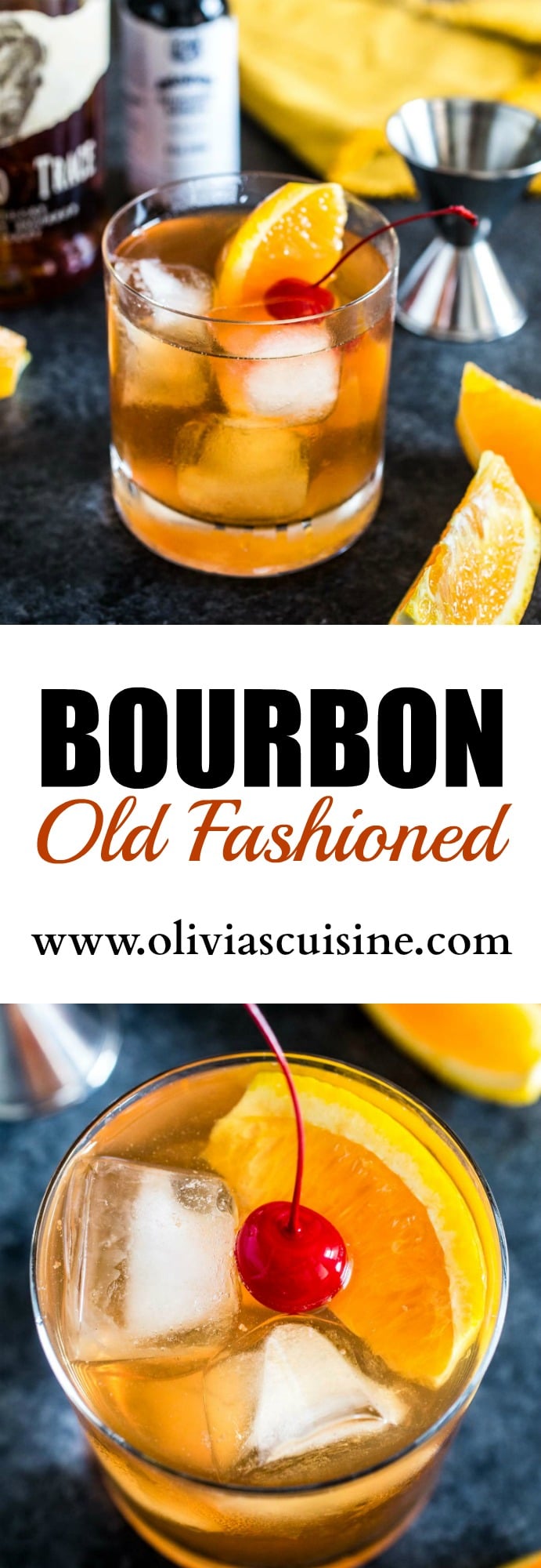 Bourbon Old Fashioned | www.oliviascuisine.com | A classic bourbon cocktail made with sugar, bitters and a good quality bourbon. Perfect for Father's Day!