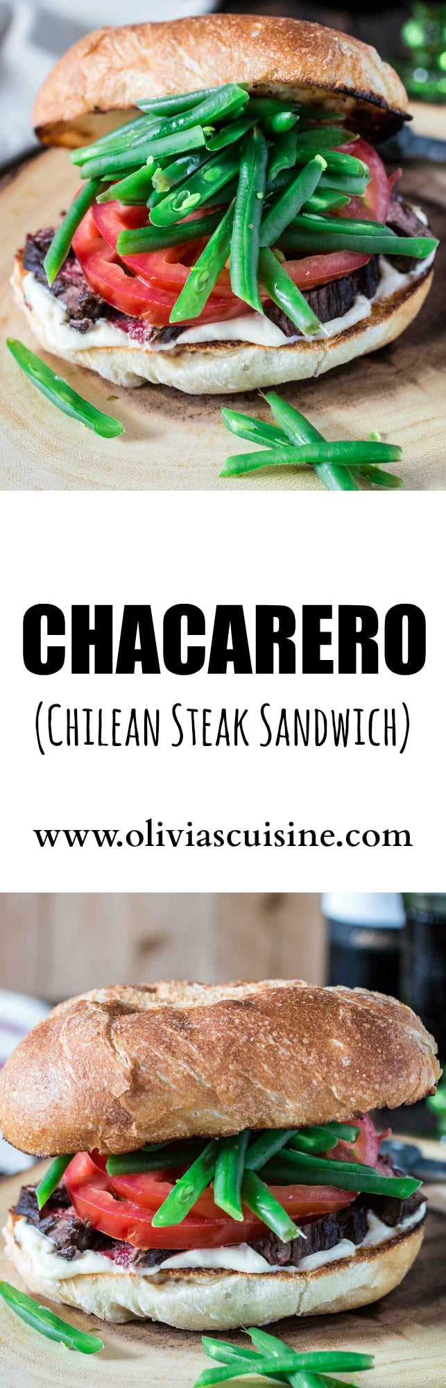 Chacarero (Chilean Steak Sandwich) | www.oliviascuisine.com | This is Chile's national sandwich. It consists of a roll piled high with grilled meat, tomatoes, a dollop of mayo, hot sauce and green beans! In partnership with Santa Rita Wines. #120DaysOfSummer (Food styling and photography by Olivia Mesquita.) 