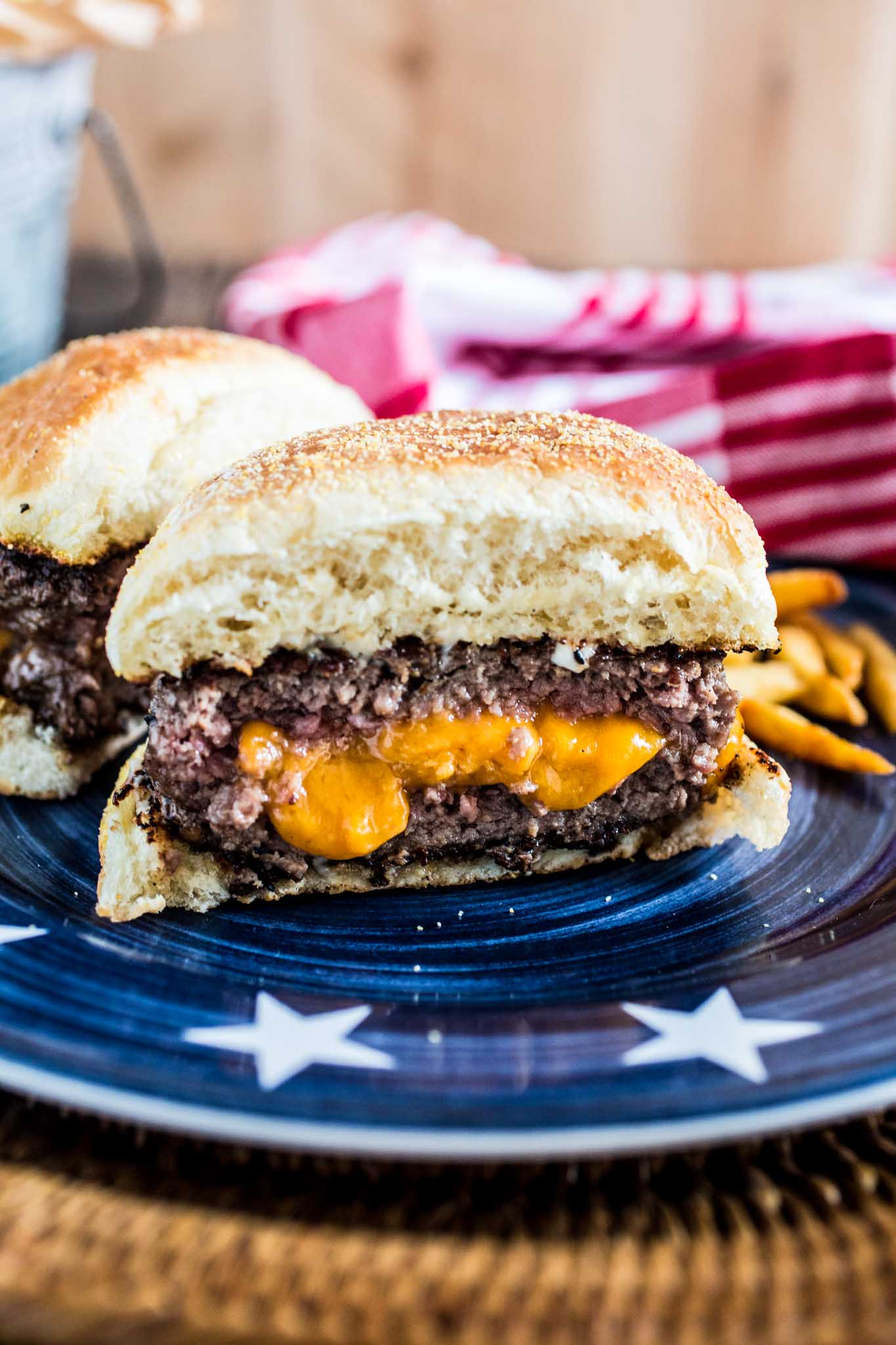 Juicy Lucy Burger | www.oliviascuisine.com | An iconic Minneapolis burger, stuffed with lots of cheese!