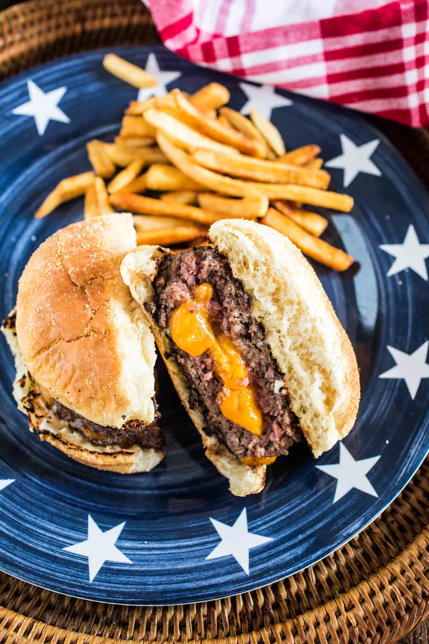 Juicy Lucy Burger | www.oliviascuisine.com | An iconic Minneapolis burger, stuffed with lots of cheese!