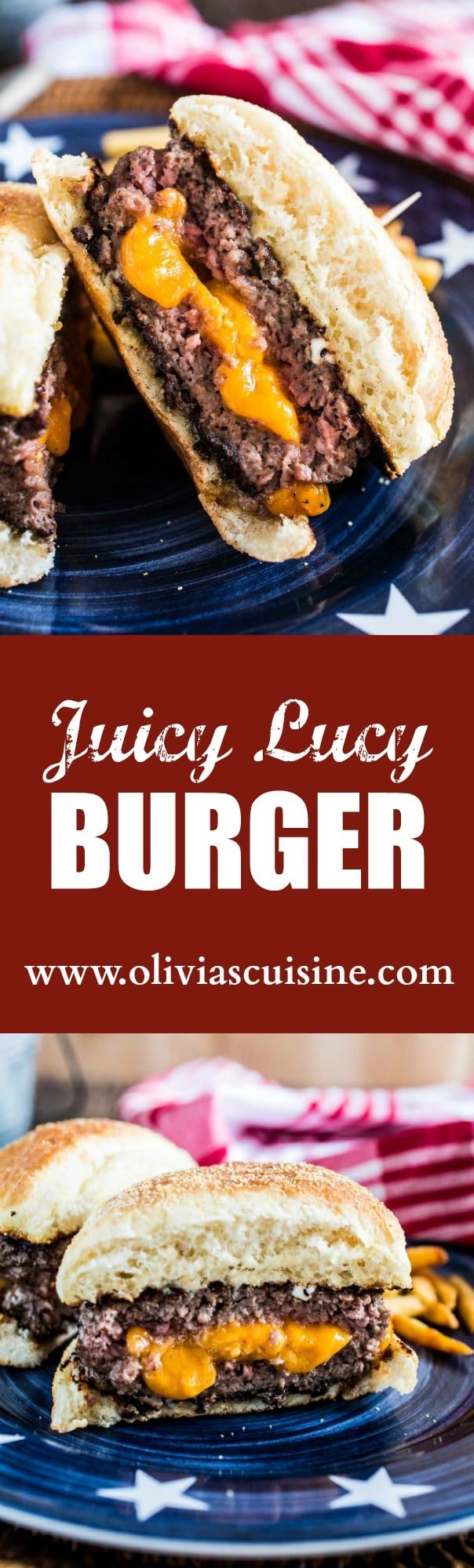 Juicy Lucy Burger | www.oliviascuisine.com | An iconic Minneapolis burger, stuffed with lots of cheese!