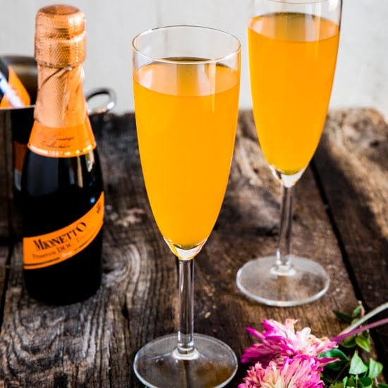 Passion Fruit Prosecco Mimosa | www.oliviascuisine.com | A refreshing and easy cocktail, made with only 2 ingredients: Passion Fruit juice and Mionetto Prosecco! MyMionetto (Msg 4 21+) AD