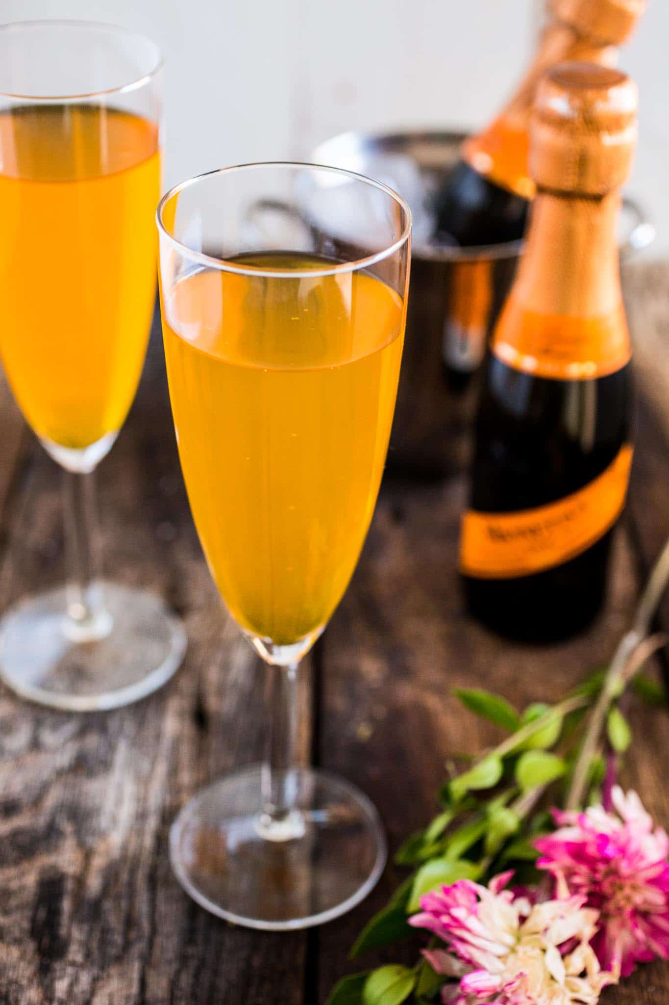 Passion Fruit Prosecco Mimosa | www.oliviascuisine.com | A refreshing and easy cocktail, made with only 2 ingredients: Passion Fruit juice and Mionetto Prosecco! MyMionetto (Msg 4 21+) AD