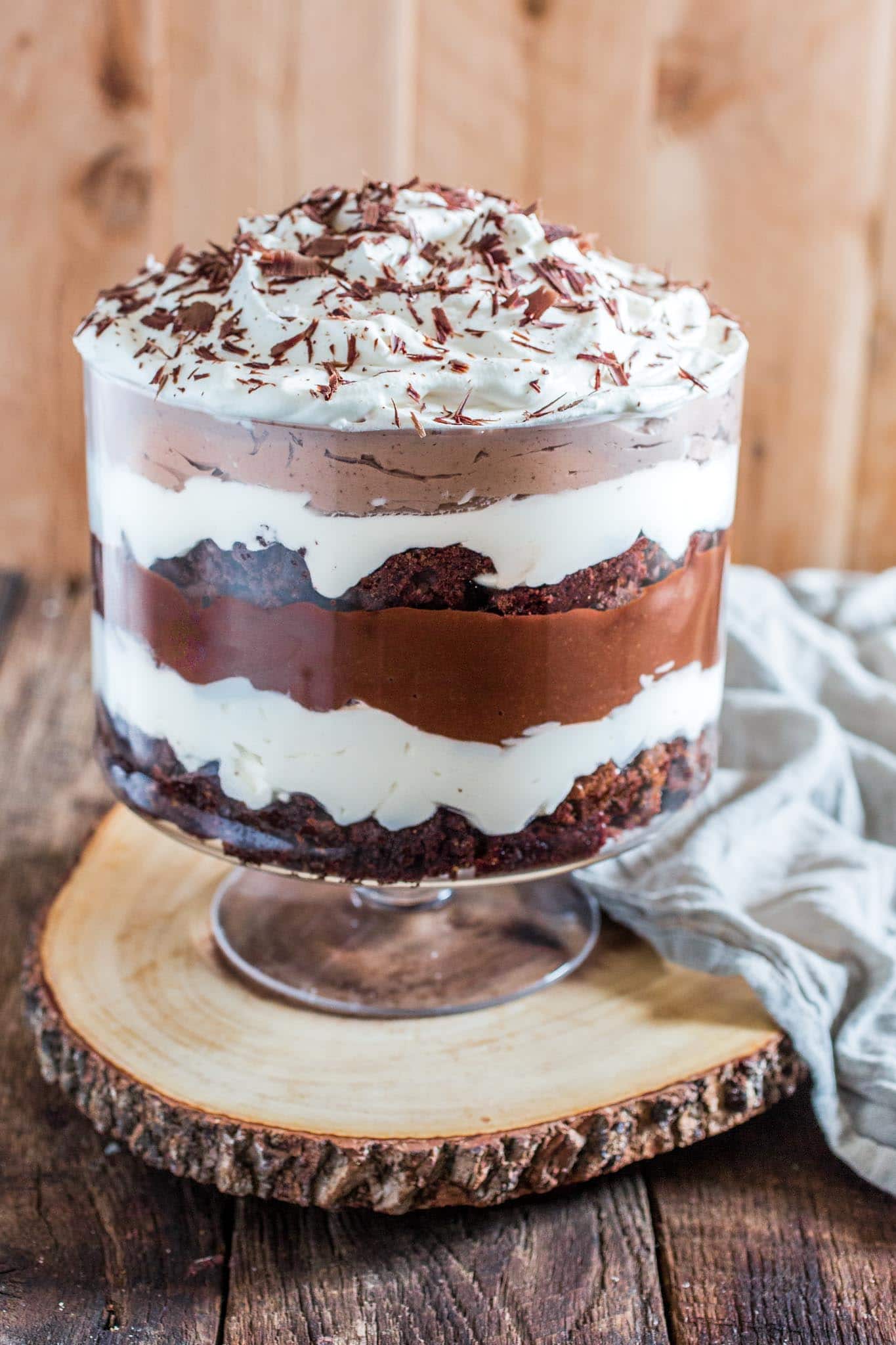 Brownie Trifle | www.oliviascuisine.com | An impressive, easy and rich dessert that feeds a crowd! All you have to do is layer brownies, whipped cream and chocolate pudding. What could be easier than that? :) #ad #mixinmoments