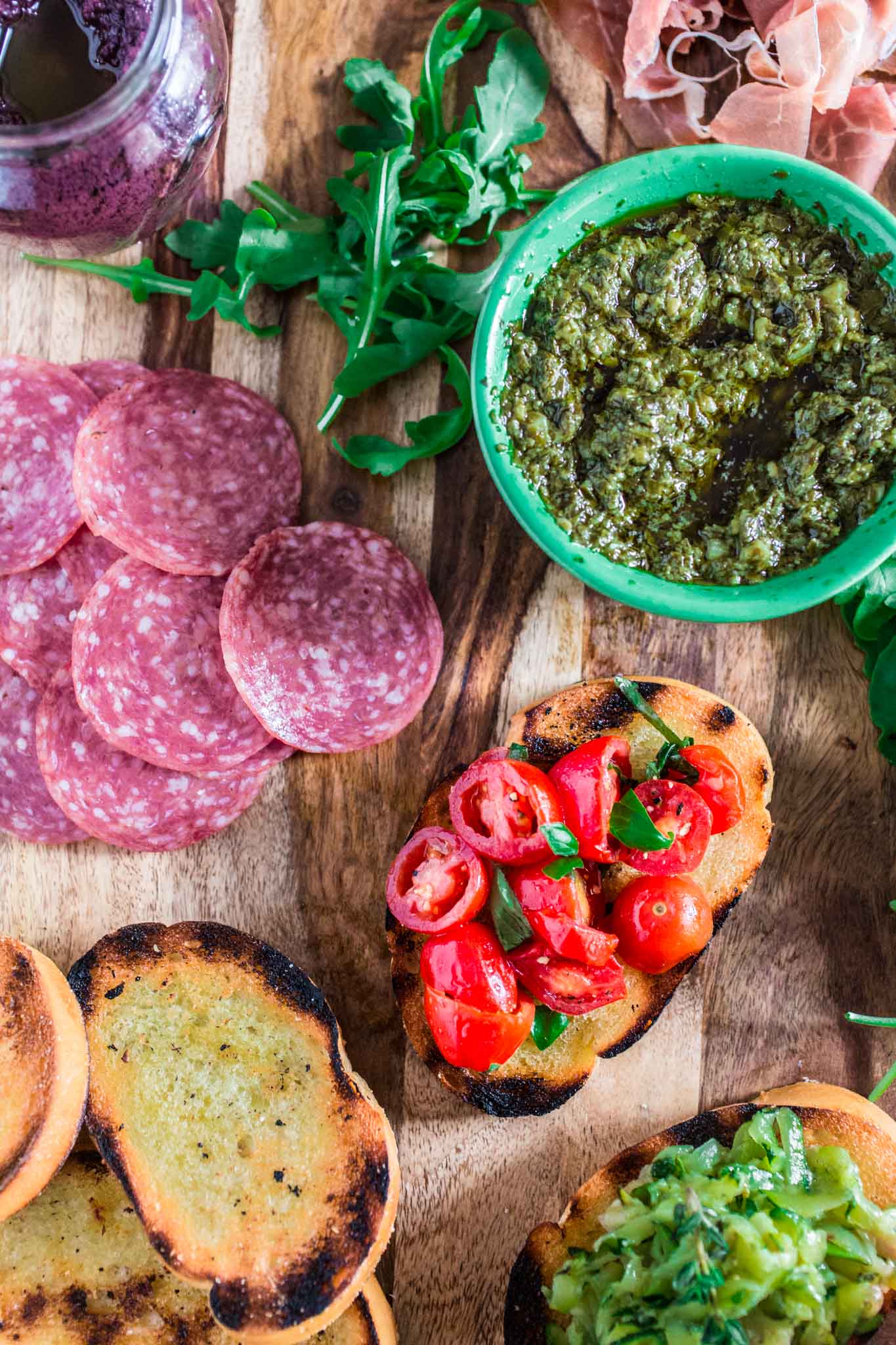 Build Your Own Bruschetta Bar | www.oliviascuisine.com | A step by step tutorial so you can set up a beautiful and fun bruschetta station for your next party!