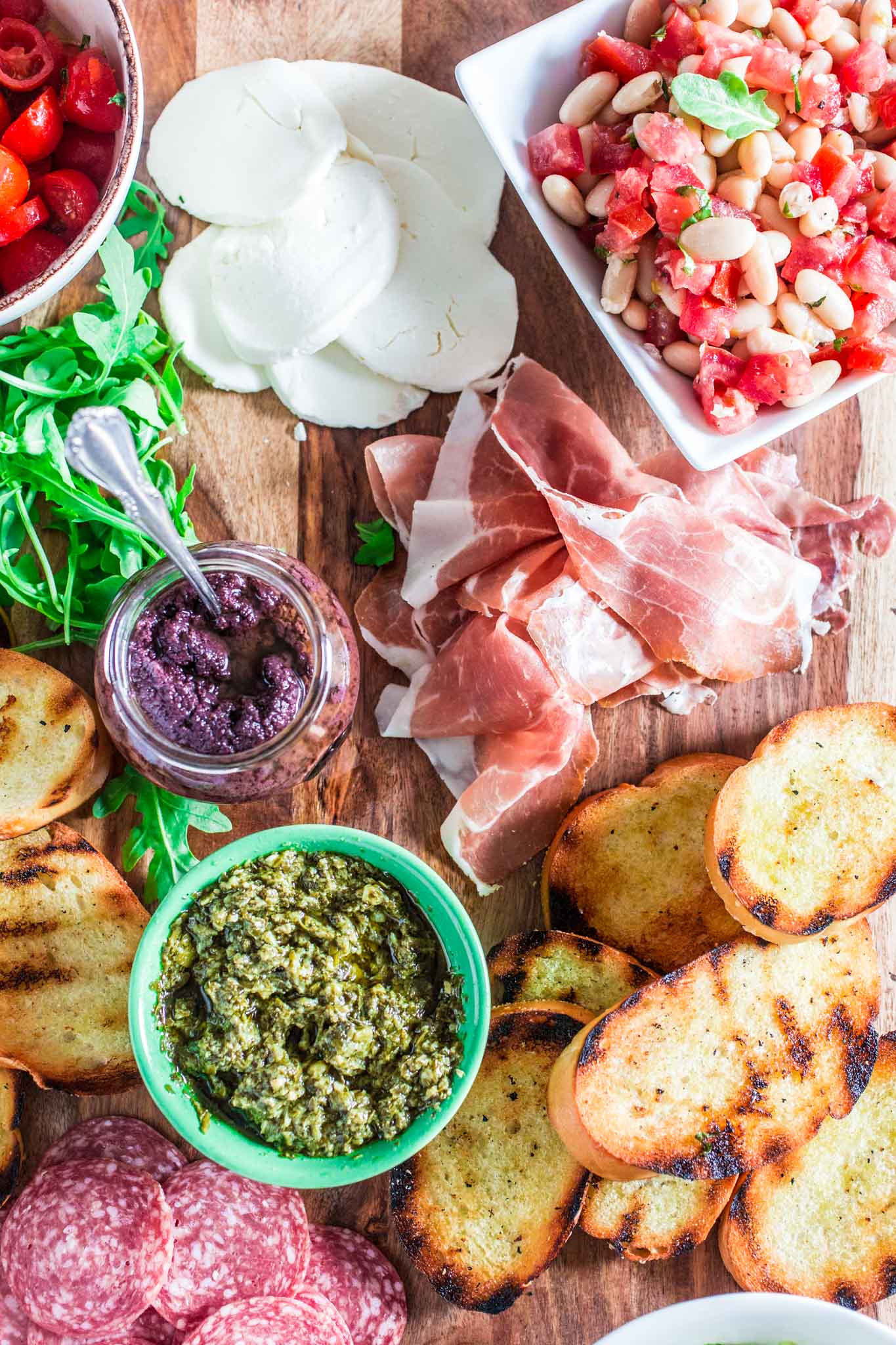 Build Your Own Bruschetta Bar | www.oliviascuisine.com | A step by step tutorial so you can set up a beautiful and fun bruschetta station for your next party!