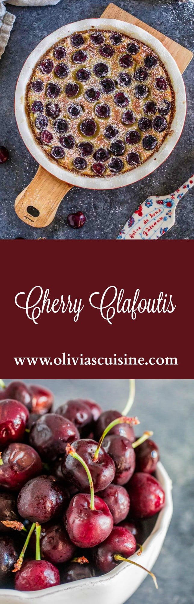 Cherry Clafoutis (Clafoutis aux Cerises) | www.oliviascuisine.com | A classic French dessert that combines seasonal cherries and a rich custard. Easy to make using a blender or by hand, with a whisk!