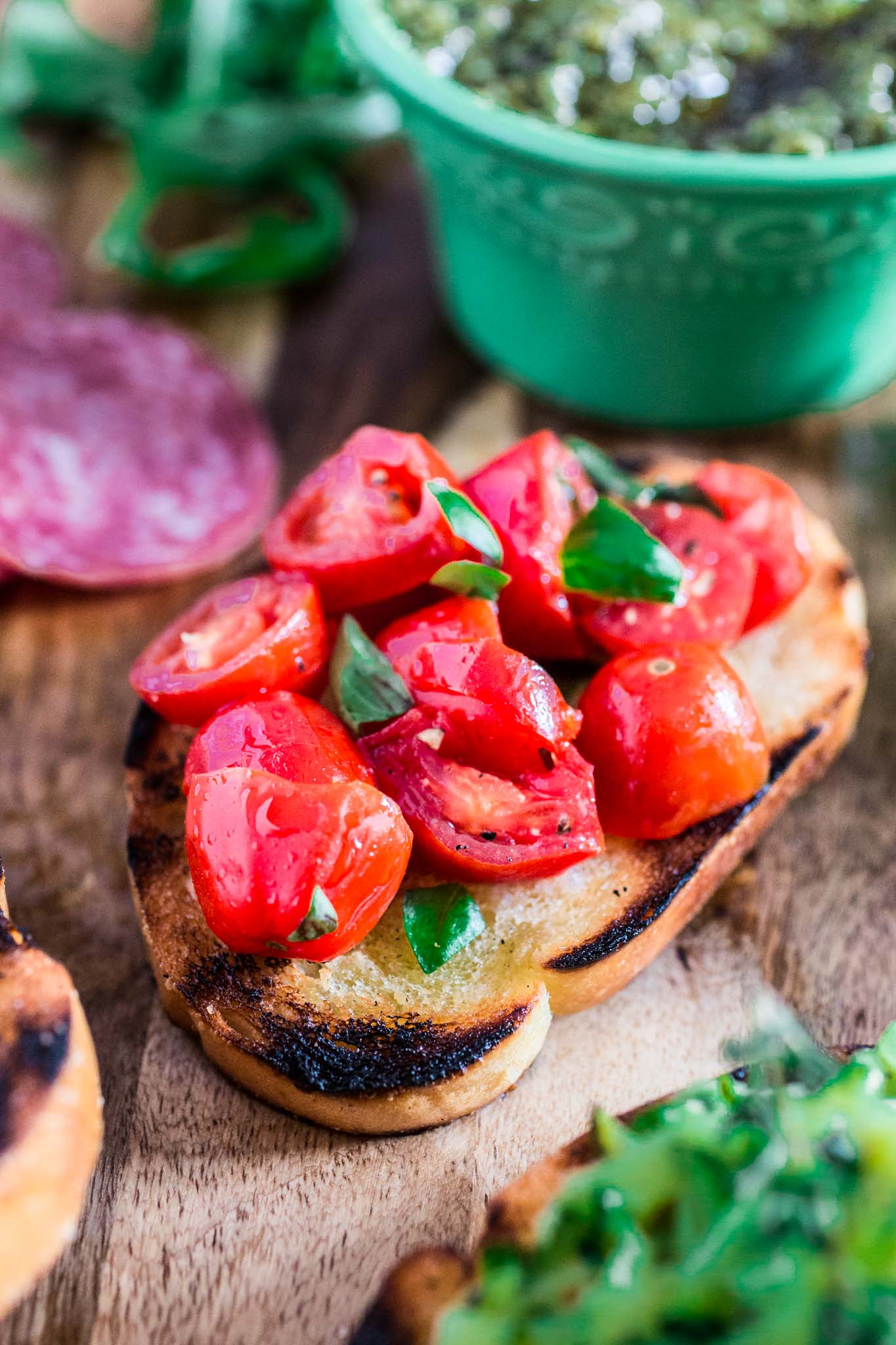 Build Your Own Bruschetta Bar | www.oliviascuisine.com | A step by step tutorial so you can set up a beautiful and fun bruschetta station for your next party!