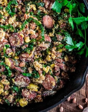 Feijão Tropeiro (Brazilian Beans with Sausage and Collard Greens)