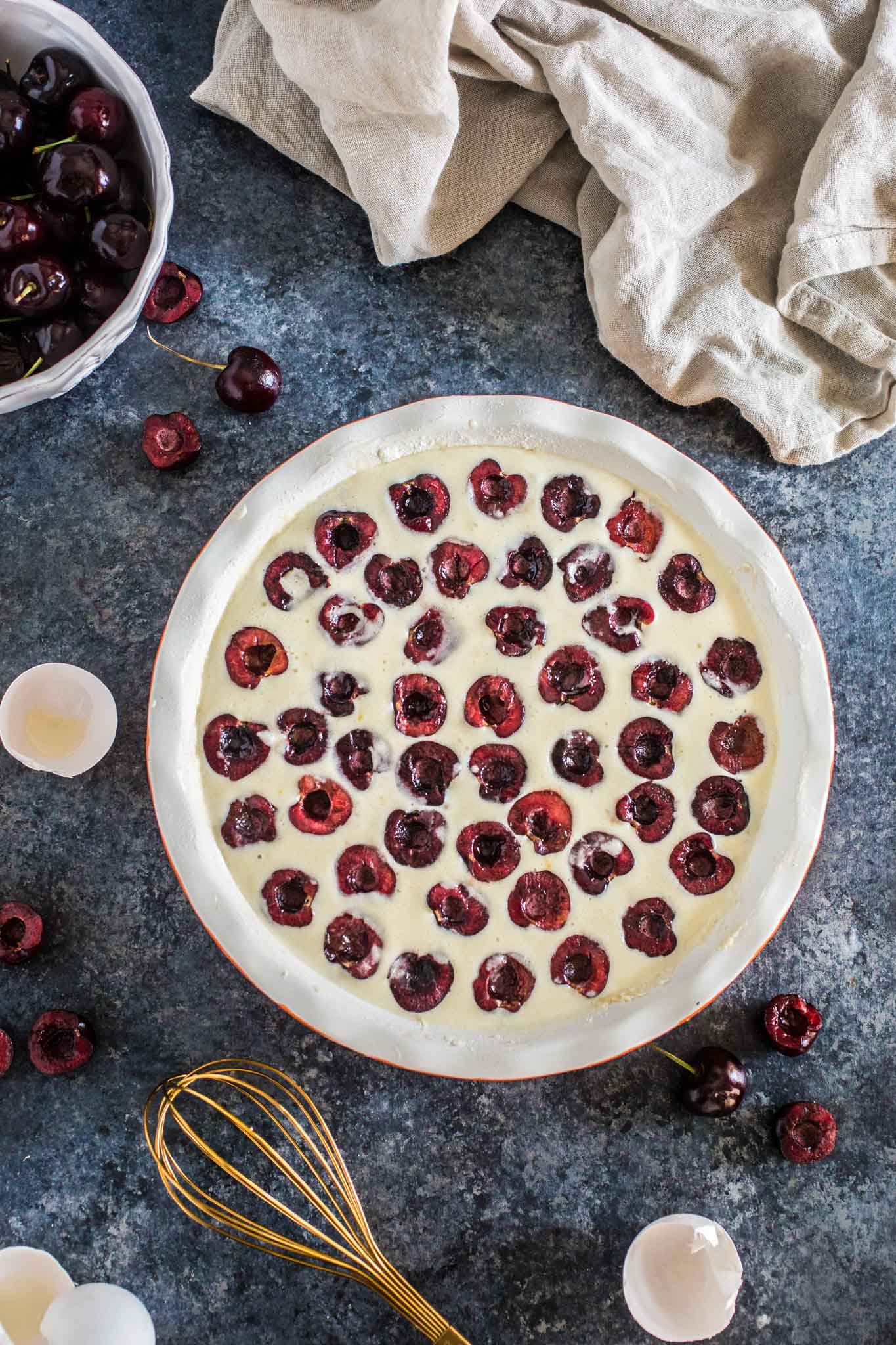 Cherry Clafoutis (Clafoutis aux Cerises) | www.oliviascuisine.com | A classic French dessert that combines seasonal cherries and a rich custard. Easy to make using a blender or by hand, with a whisk!