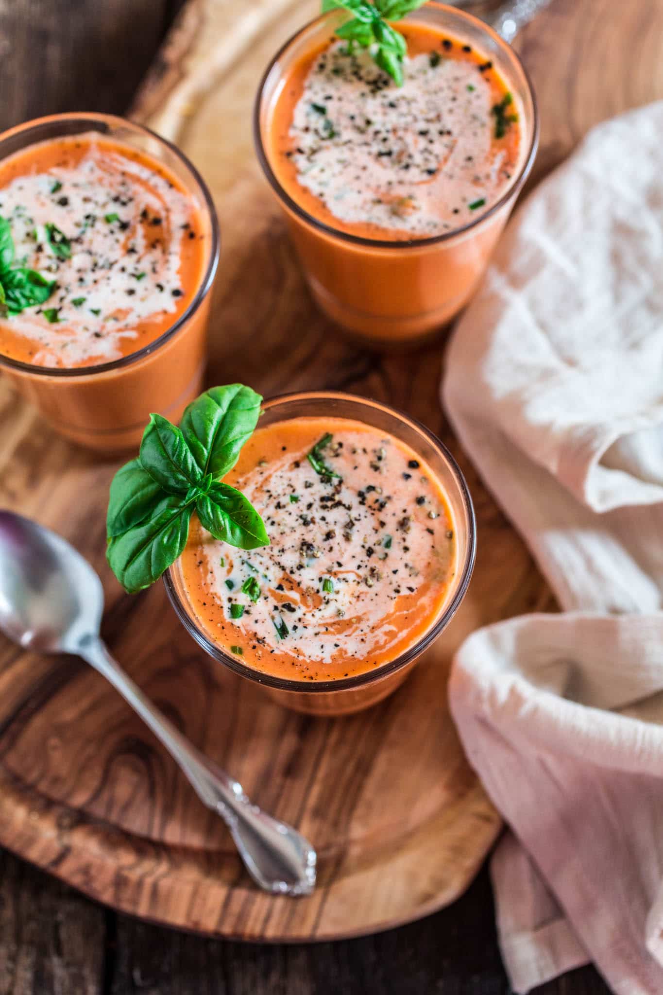 Spanish Gazpacho | www.oliviascuisine.com | This light and smooth cold soup is best made during summertime, when you can find the best and sweetest tomatoes.