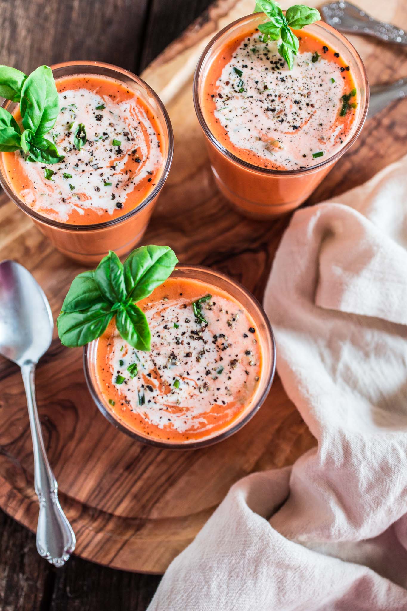 Spanish Gazpacho | www.oliviascuisine.com | This light and smooth cold soup is best made during summertime, when you can find the best and sweetest tomatoes.