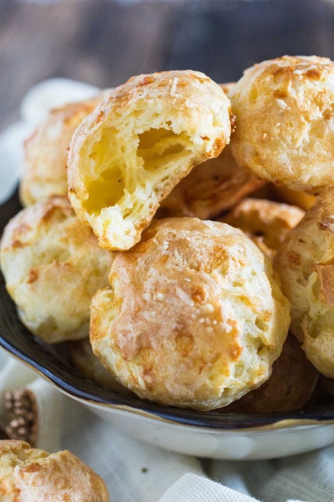 Gougeres (French Cheese Puffs) | www.oliviascuisine.com | A delicate savory hors d'oeuvre made with Gruyere cheese.