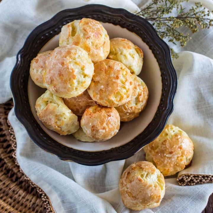 Gougeres (French Cheese Puffs) | www.oliviascuisine.com | A delicate savory hors d'oeuvre made with Gruyere cheese.