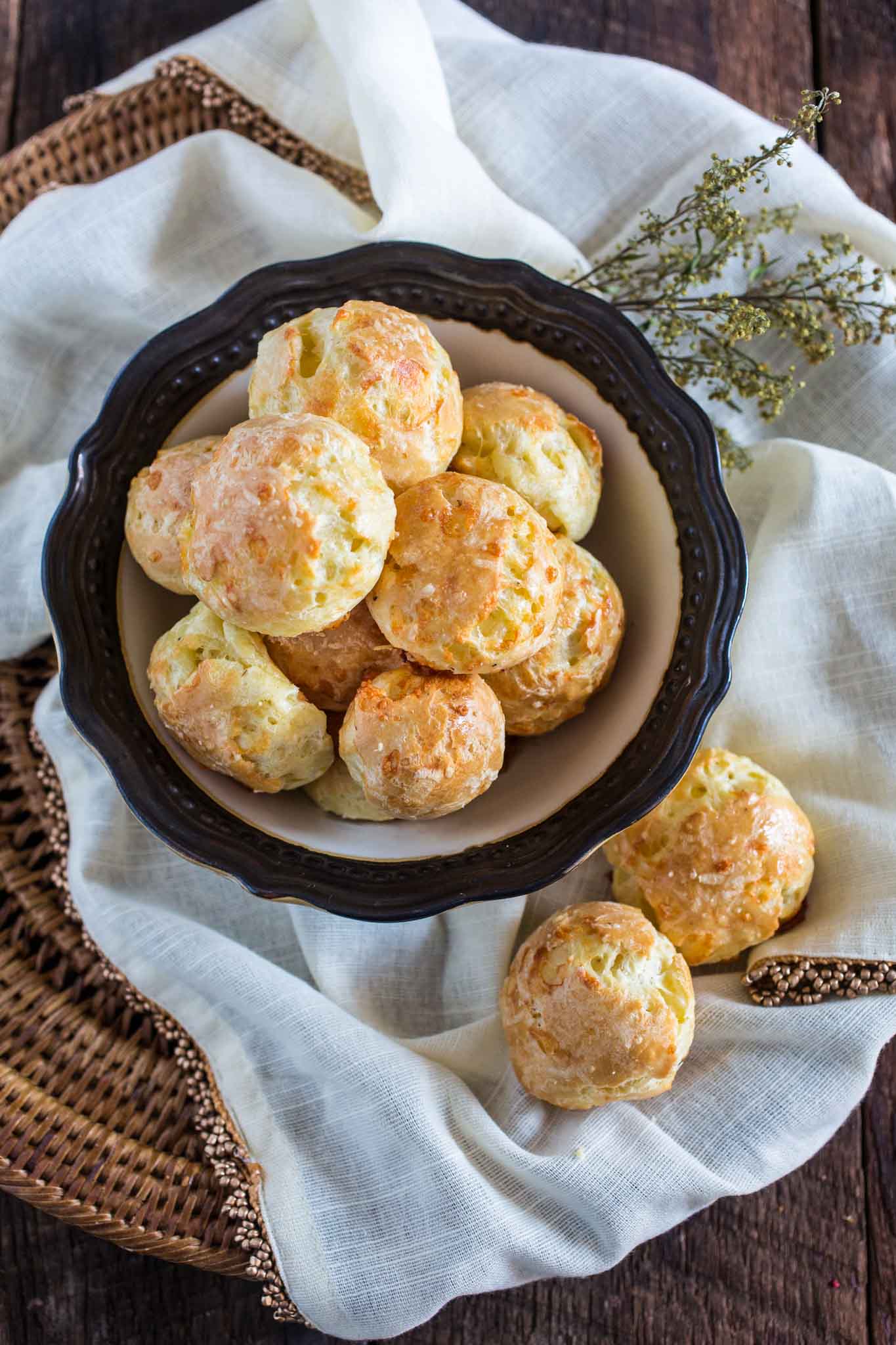 Gougeres (French Cheese Puffs) | www.oliviascuisine.com | A delicate savory hors d'oeuvre made with Gruyere cheese.