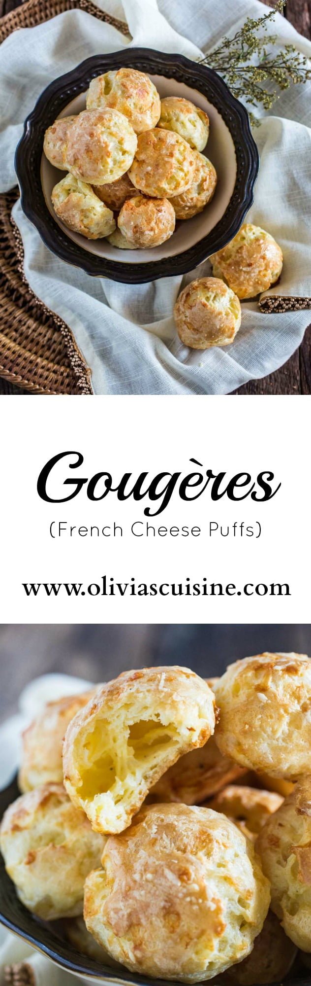 Gougeres (French Cheese Puffs) | www.oliviascuisine.com | A delicate savory hors d'oeuvre made with Gruyere cheese.