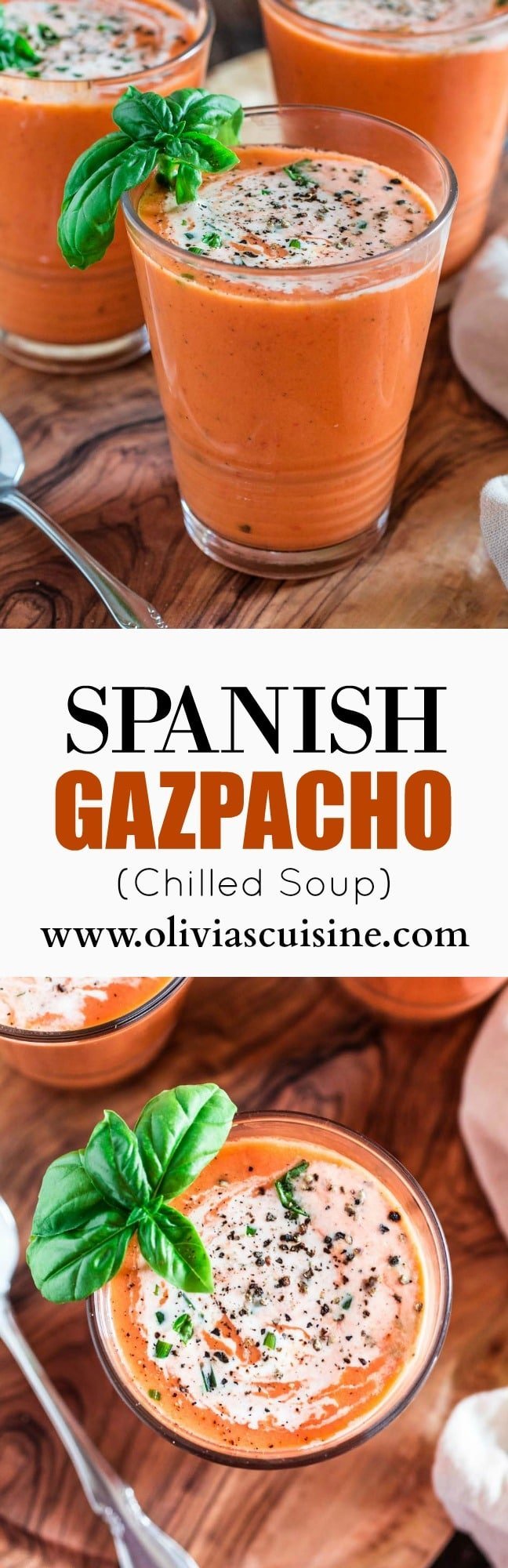 Spanish Gazpacho | www.oliviascuisine.com | This light and smooth cold soup is best made during summertime, when you can find the best and sweetest tomatoes.