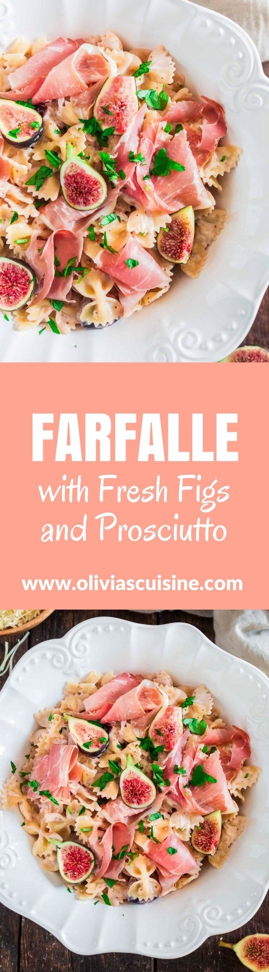 Farfalle with Fresh Figs and Prosciutto | www.oliviascuisine.com | A delicious and easy pasta dish using the sweetest, seasonal figs and salty prosciutto. If you could eat summer, this would be it!