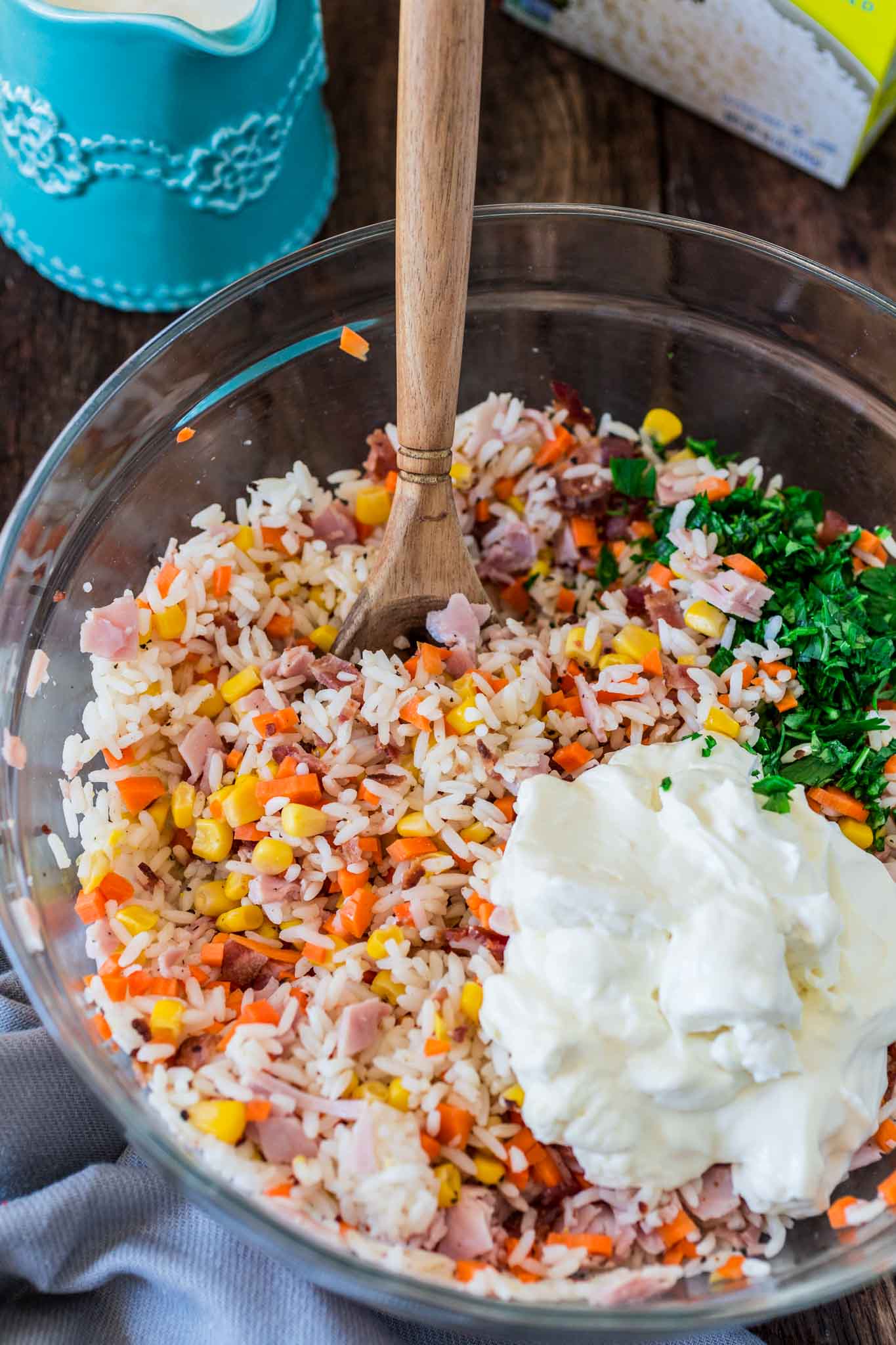 Brazilian Creamy Rice Casserole | www.oliviascuisine.com | This Brazilian Creamy Rice Casserole is not only delicious but VERY easy and quick to prepare. It is ready in 20 minutes and is a great way to use up the leftovers in your fridge! 